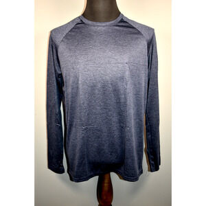 Men's Athletic Long-Sleeve Raglan Shirt Blue Size Med 100% Polyester New no Tag